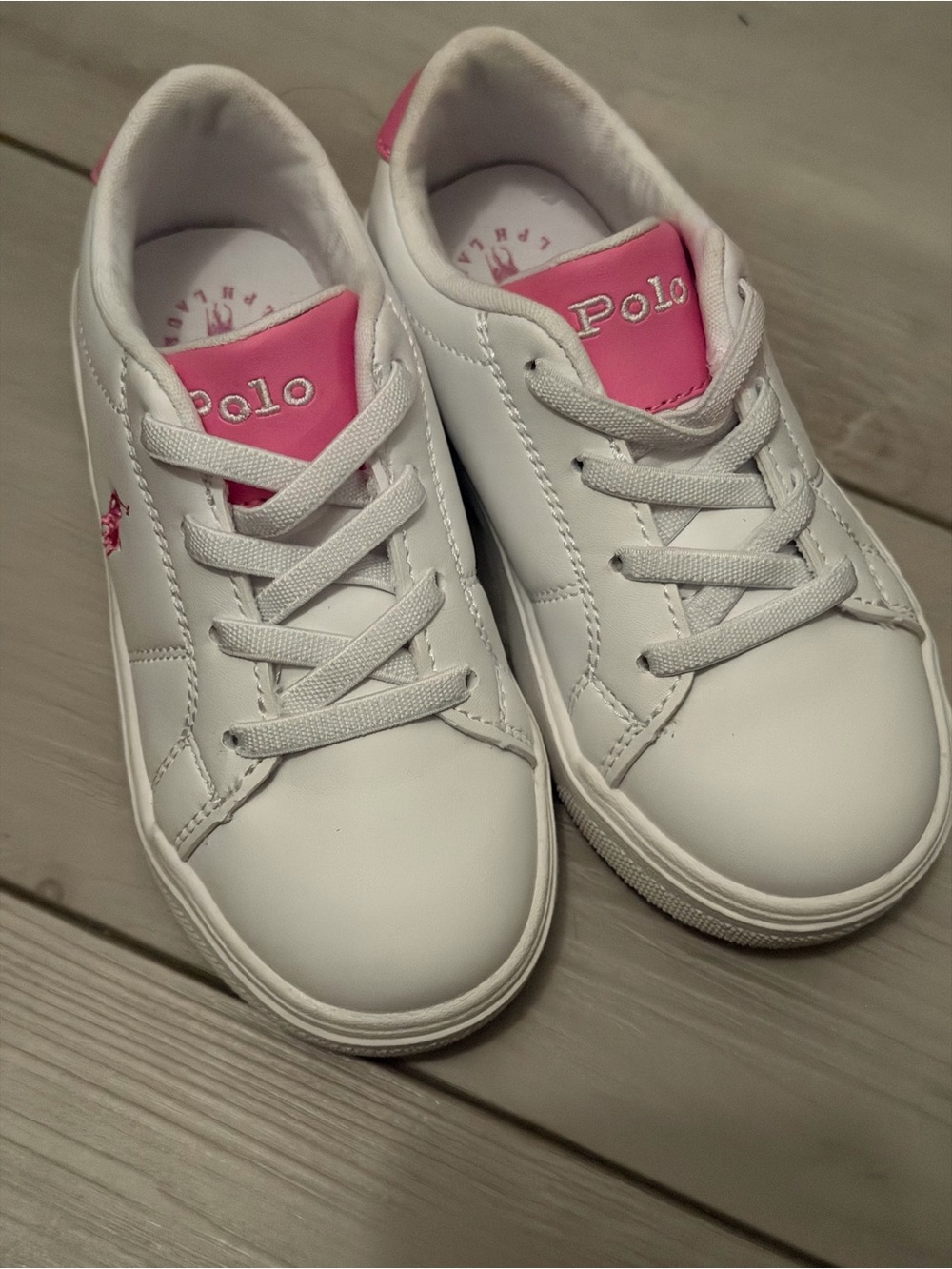 Polo by Ralph Lauren Kids White & Pink Low-Top Sneakers